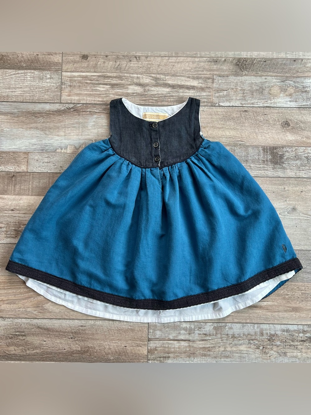 Well Dressed Wolf Girls Black and Blue Sandy Dress Size 5